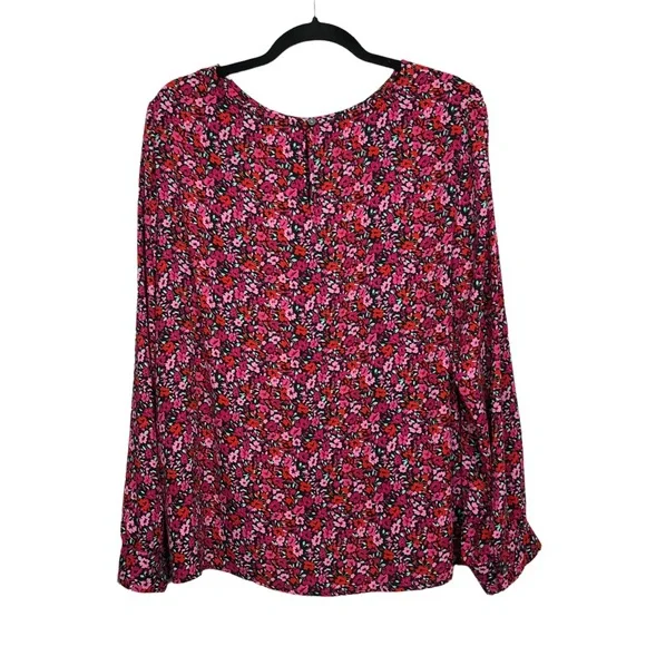 J Crew Factory  Women’s Floral Green Pink Print Long Sleeves Size 2X - Picture 2 of 10